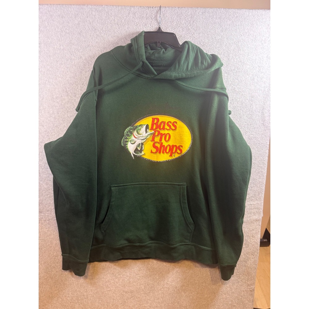 Bass Pro Shops Mens XL Forest Green Logo Pullover Hoodie Sweatshirt Fishing